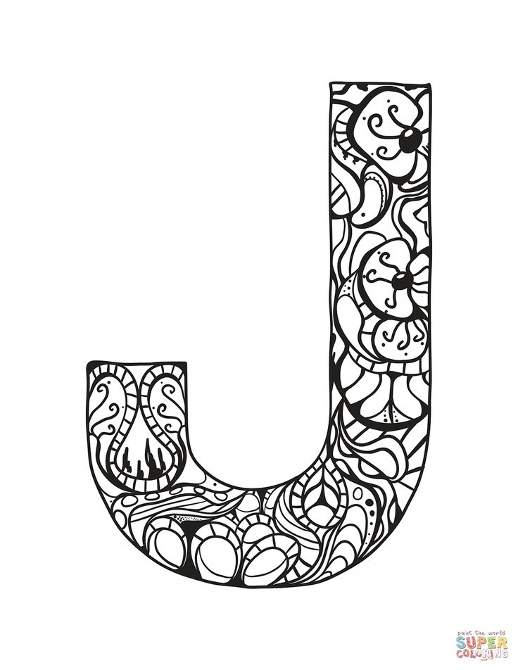 Letter j zentangle coloring page free printable coloring pages coloriage alphabet coloriage gratuit coloriage