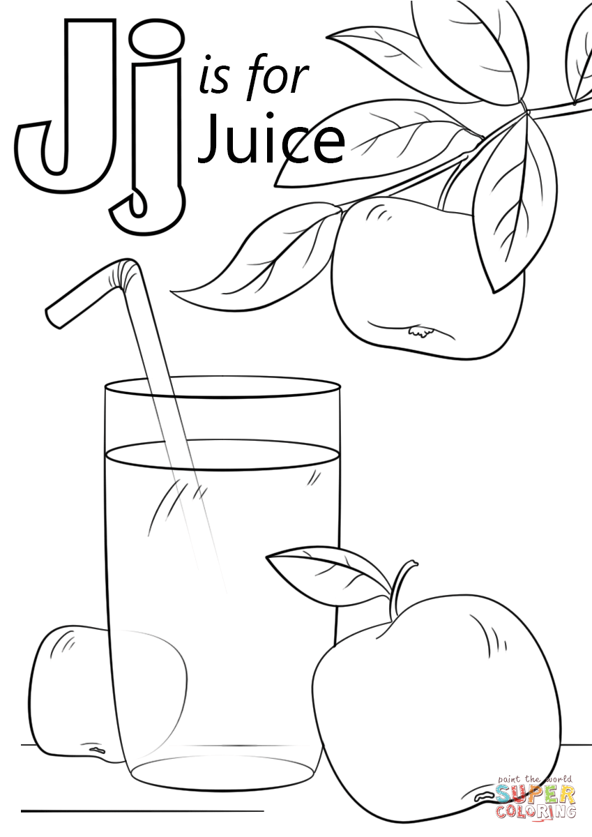 Letter j is for juice coloring page free printable coloring pages