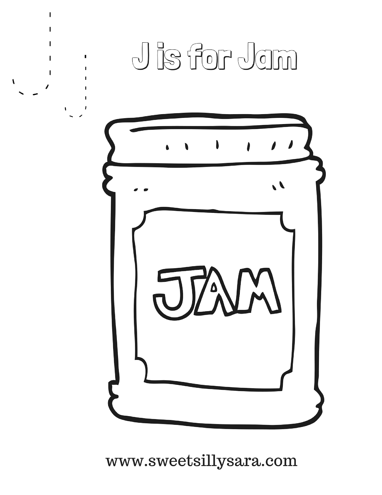 Sweet silly sara j is for jam coloring page