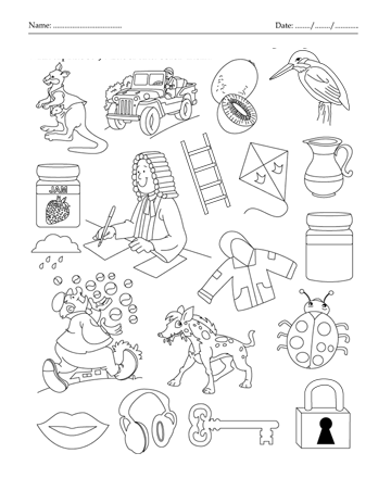 Color the picture which start with letter j printable coloring worksheet