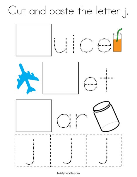 Cut and paste the letter j coloring page