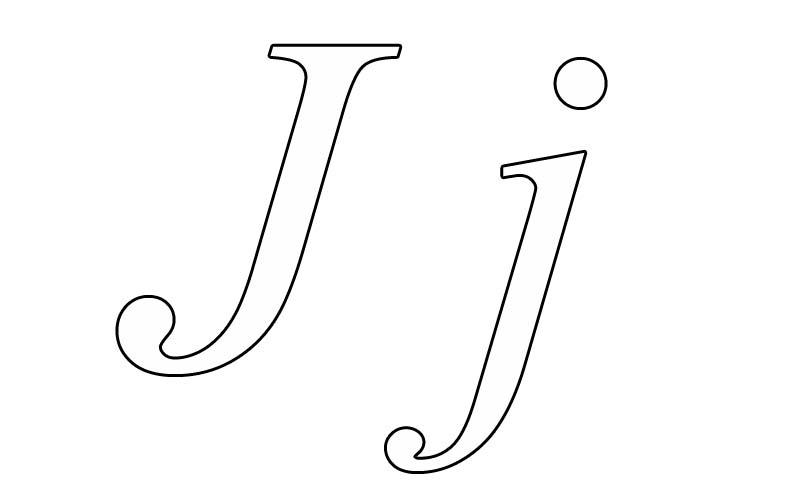 Printable coloring page of letter j