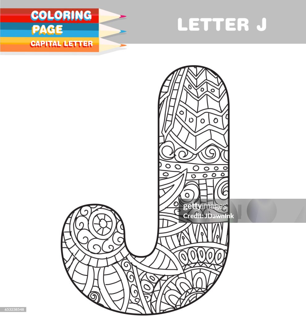 Adult coloring book capital letters hand drawn template high