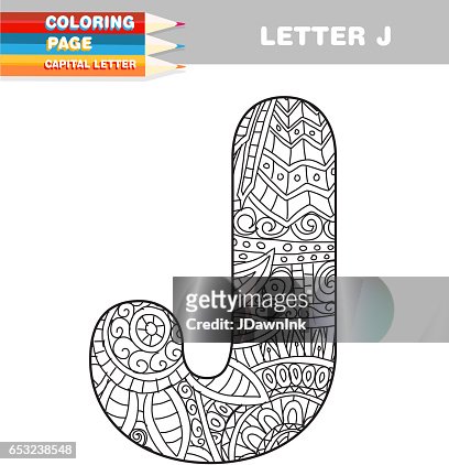 Adult coloring book capital letters hand drawn template high