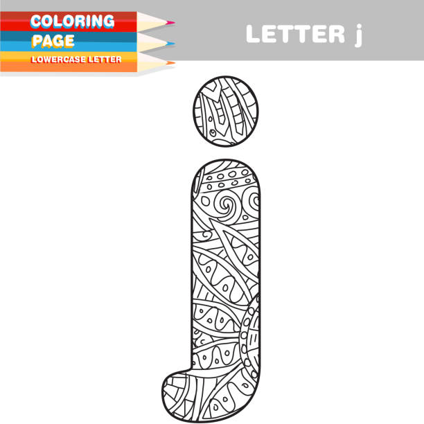 Adult coloring book lower case letters hand drawn template stock illustration