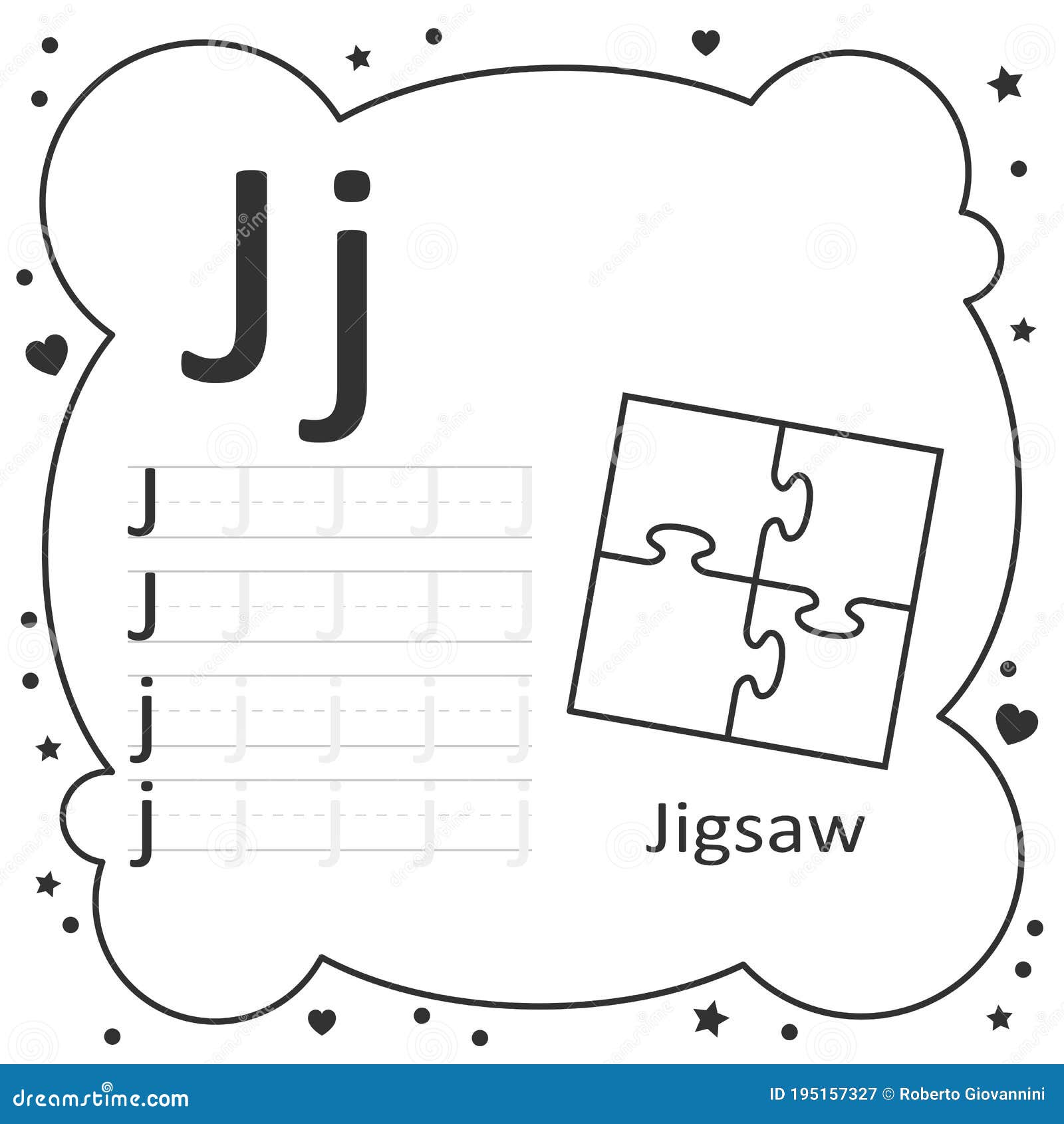 Coloring alphabet tracing letters jigsaw stock illustration