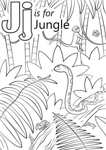 Letter j is for jungle coloring page free printable coloring pages