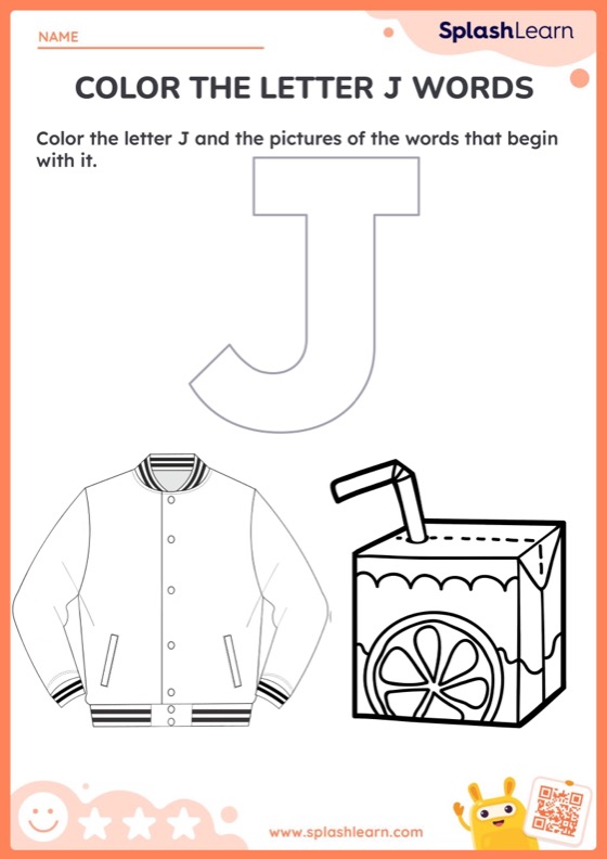 Color the letter j words