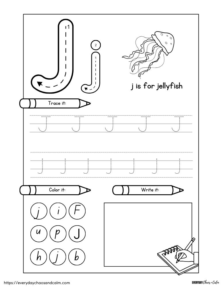 Free printable letter j worksheets