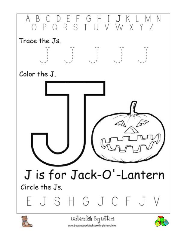 Letter j alphabet worksheets