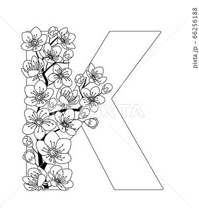 Capital letter k patterned with contour drawn