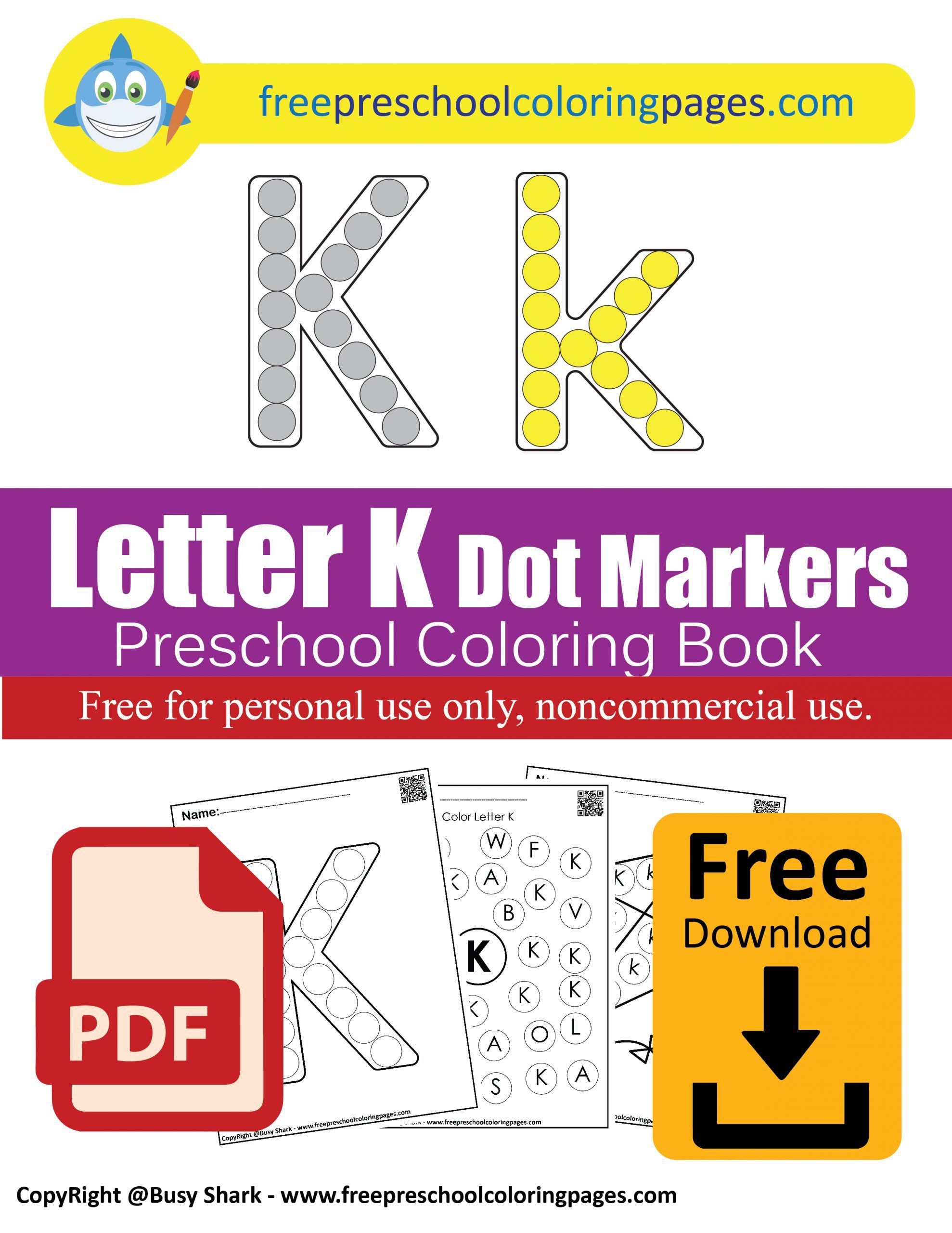 Letter k dot markers free coloring pages