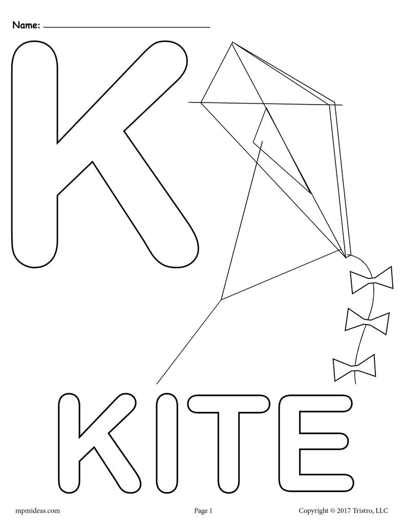 Letter k alphabet coloring pages