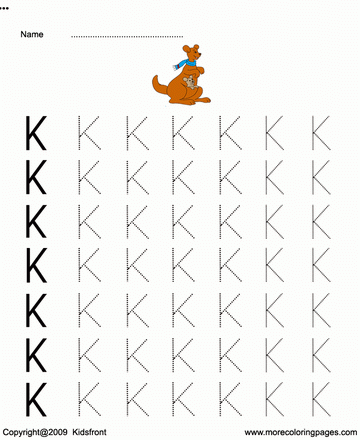 Printable small letter dot to dots k coloring worksheets free online coloring pages