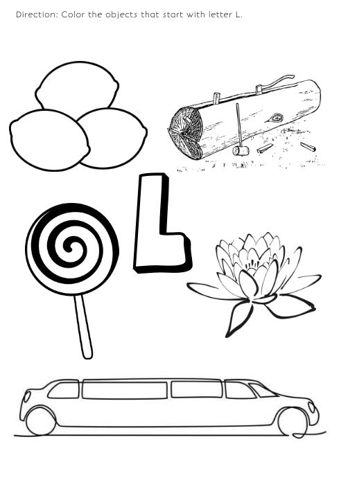 Modello coloring page for kids letter l