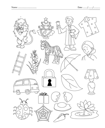 Color the picture which start with letter l printable coloring worksheet