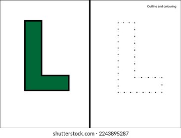 L alphabet letters drawing coloring book stock vector royalty free