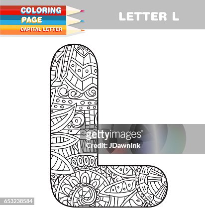 Adult coloring book capital letters hand drawn template high