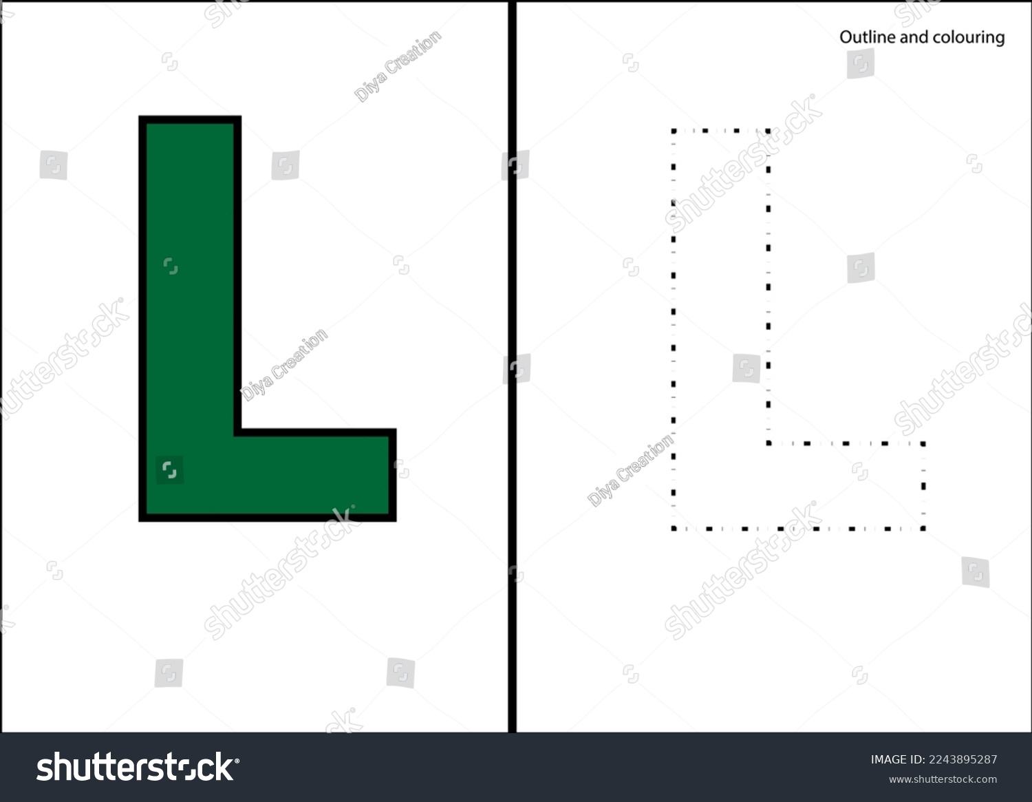 L alphabet letters drawing coloring book stock vector royalty free