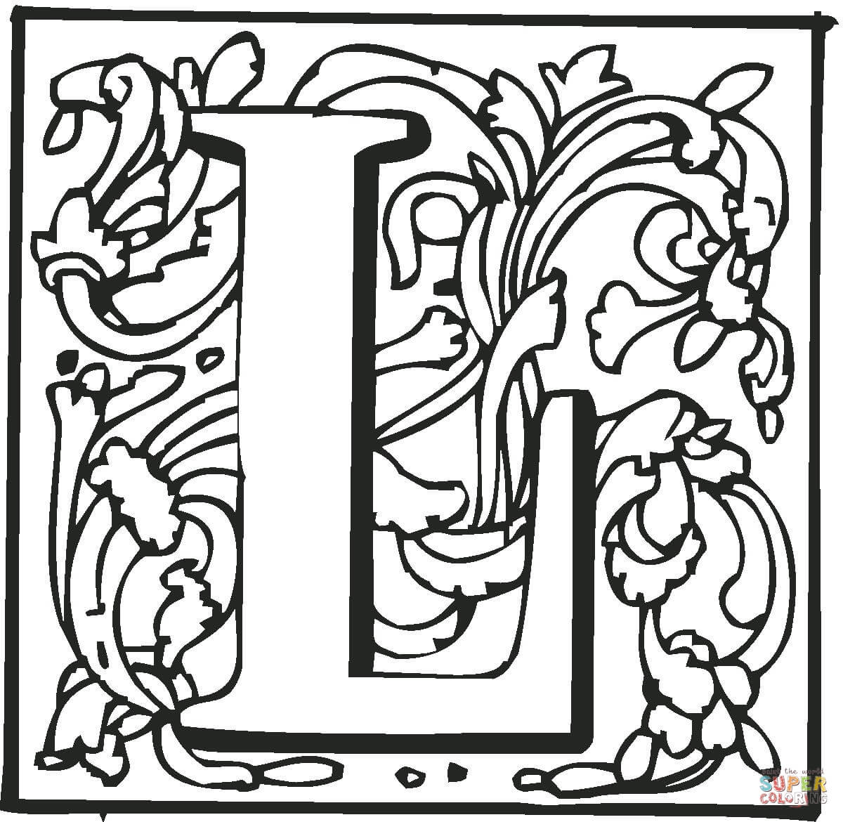 Letter l with ornament coloring page free printable coloring pages