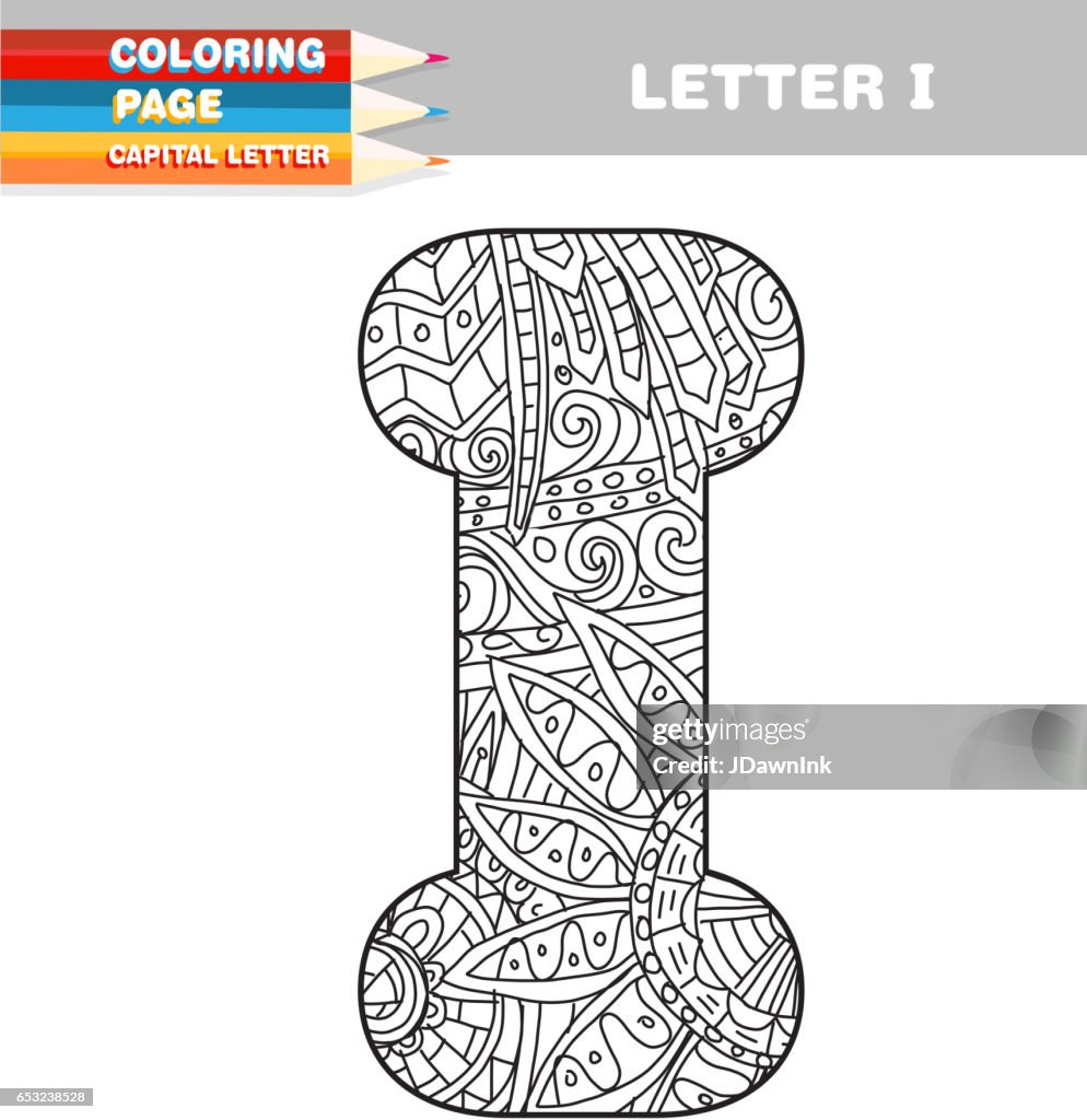 Adult coloring book capital letters hand drawn template high