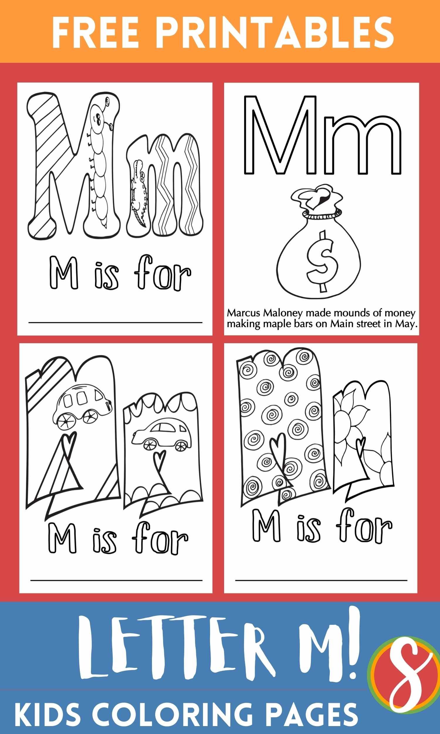 Free m coloring pages â stevie doodles