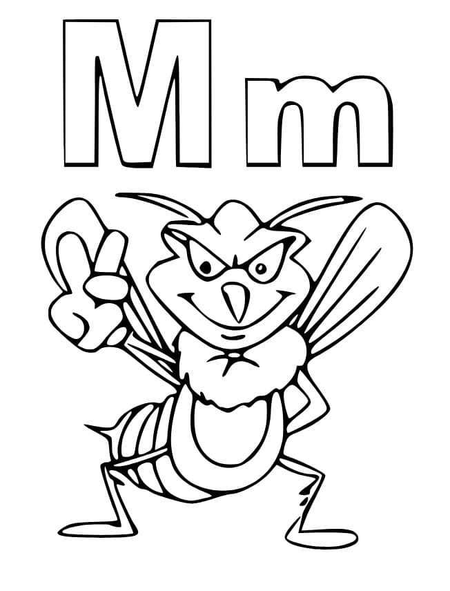 Letter m is for mosquito coloring page