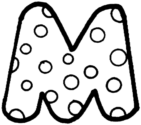 Letter m with polka dot coloring page free printable coloring pages