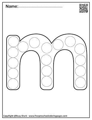 Letter m free dot markers coloring pages dot markers alphabet worksheets preschool preschool patterns