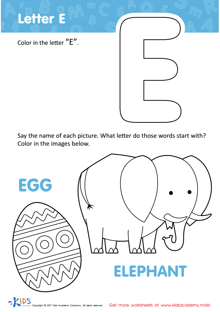 Letter e printable letter e coloring sheet free letter e template print out