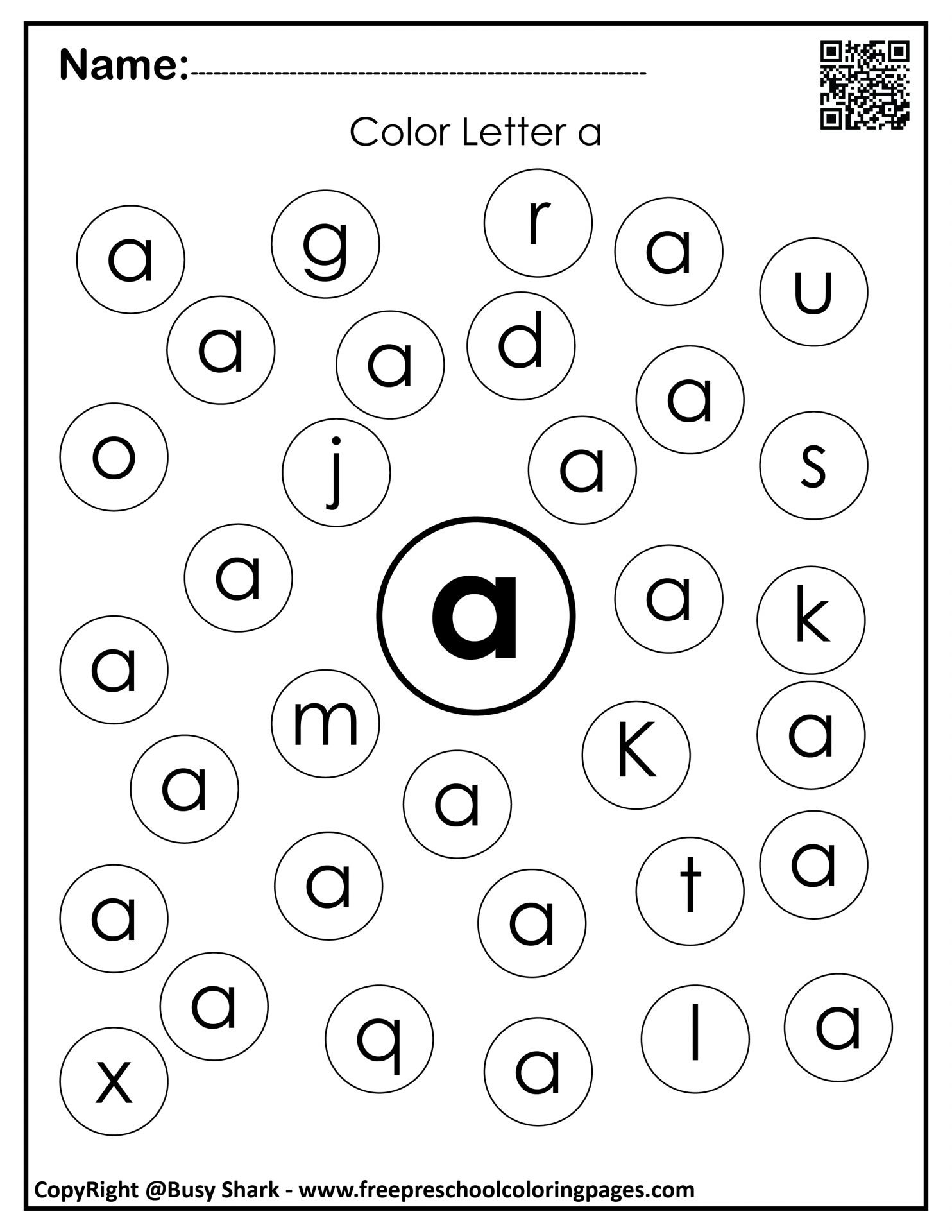 Letter a dot markers free coloring pages