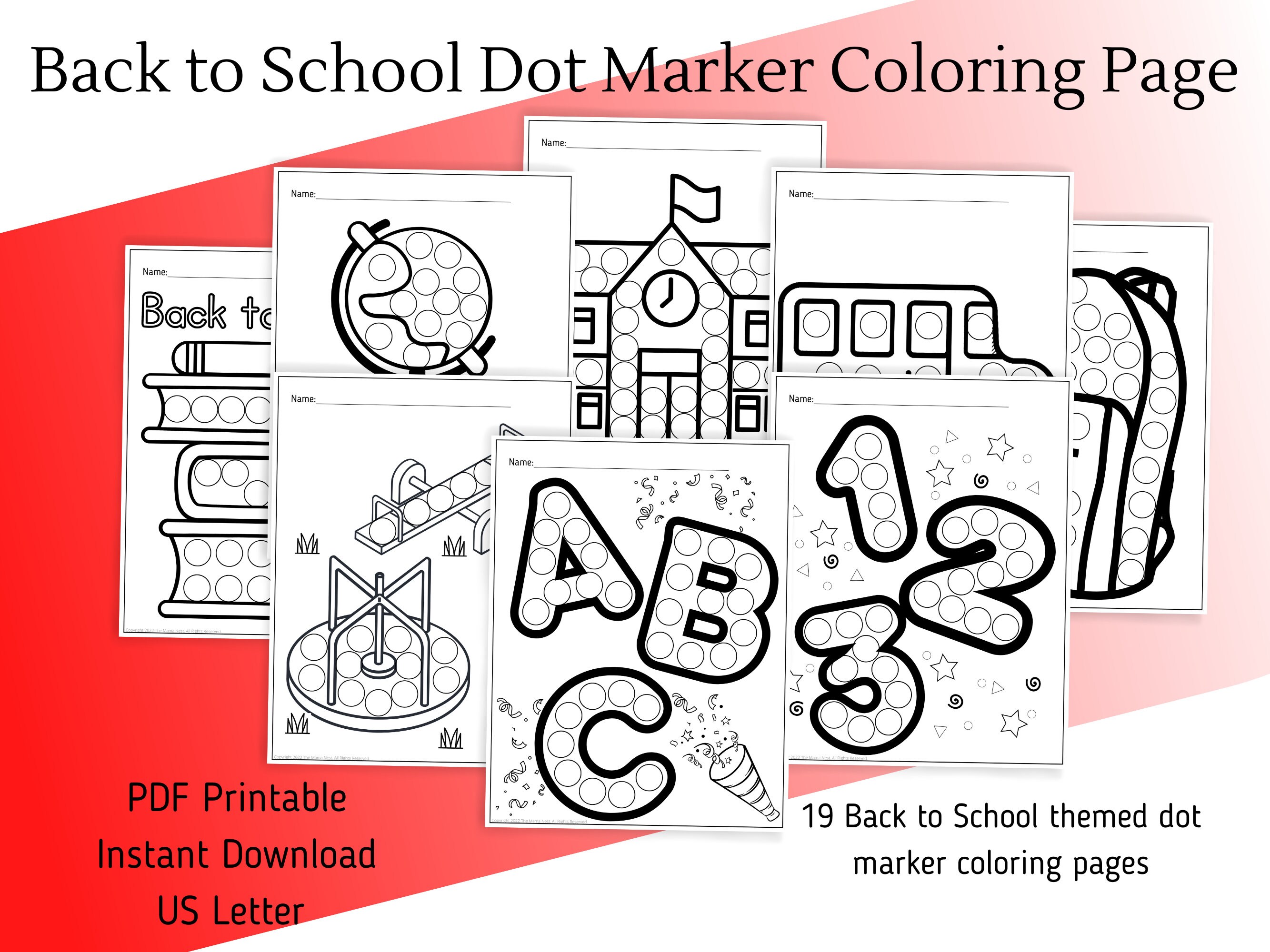 Back to school themed dot coloring pages dot marker coloring page do a dot page school dot coloring pages school do a dot pages