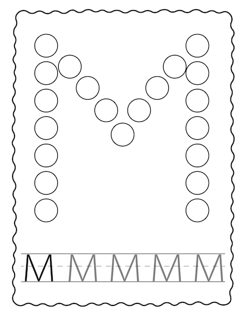 Premium vector dot marker alphabet tracing worksheet coloring pages