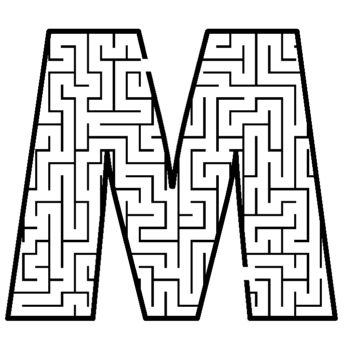 Free printable maze for kids uppercase letter m