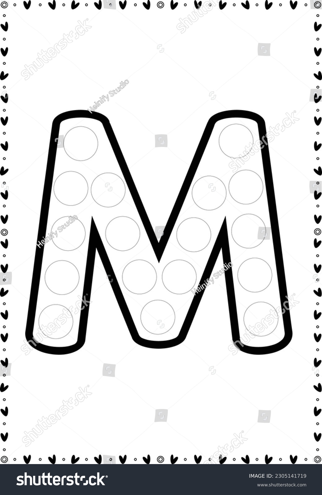 M dot marker worksheets printable coloring stock vector royalty free