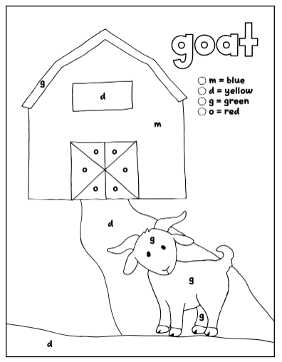 Alphabet coloring pages set letters m d g o