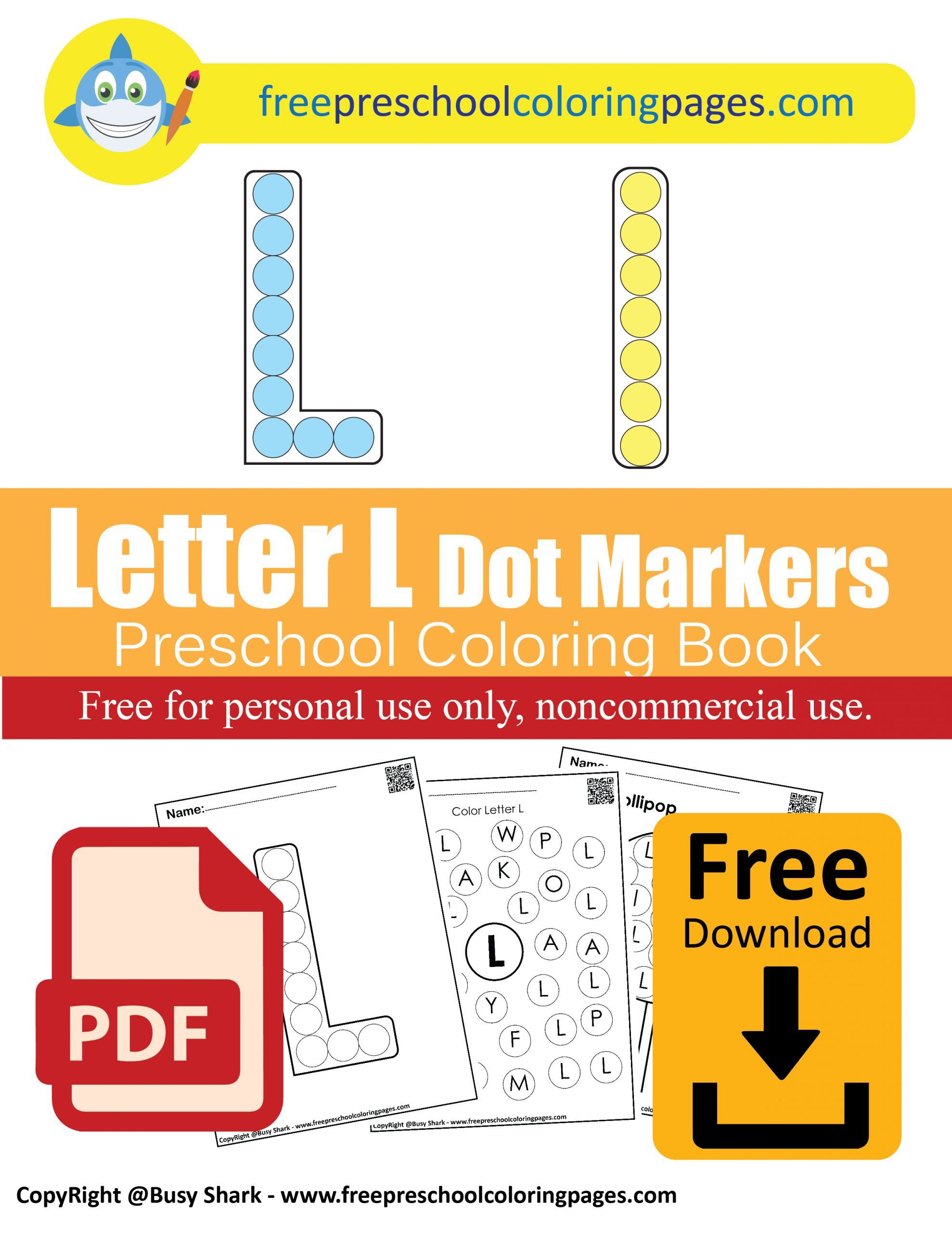 Letter l dot markers free coloring pages