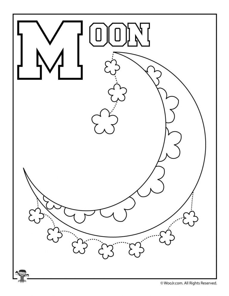 M is for moon coloring page woo jr kids activities childrens publishing alphabet coloring pages letter m activities alphabet coloring