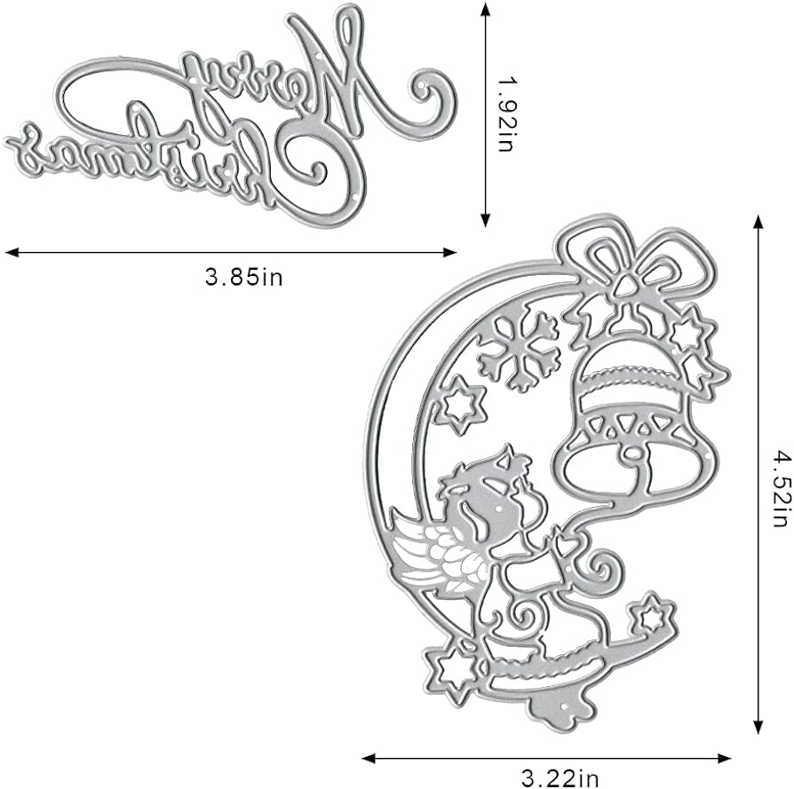 Metal merry christmas letter die cuts angel on the moon cutting dies embossing stencil template for card making scrapbooking paper craft album stamps diy christmas dãcor