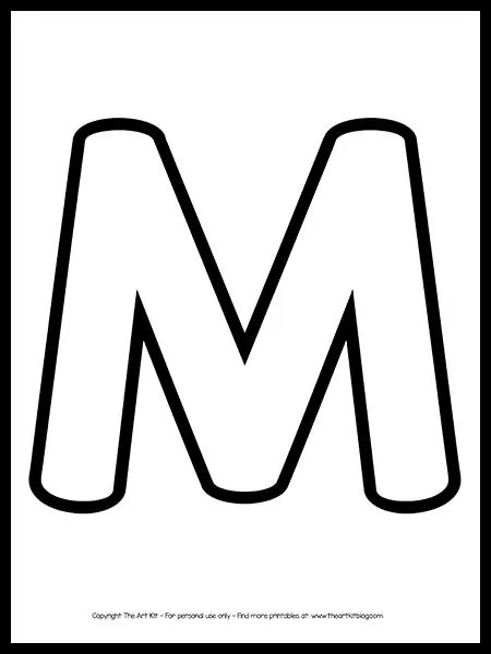 Uppercase letter m outline printable free â the art kit