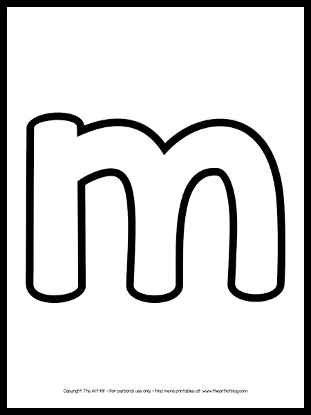 Lowercase letter m outline printable free â the art kit