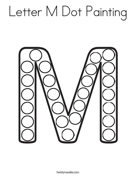 Letter m dot painting coloring page