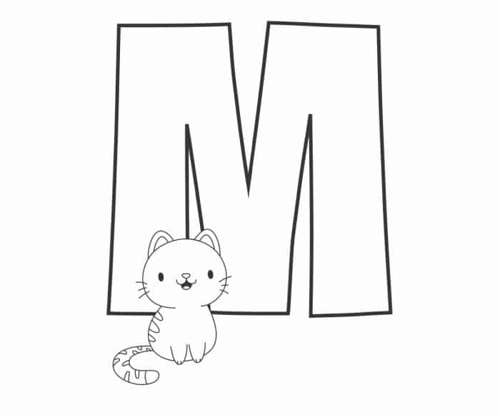 Capital letter m upper case template colouring sheet off