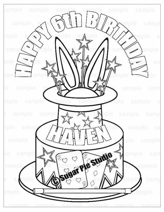 Personalized magician coloring page birthday party favor colouring activity sheet personalized printable template