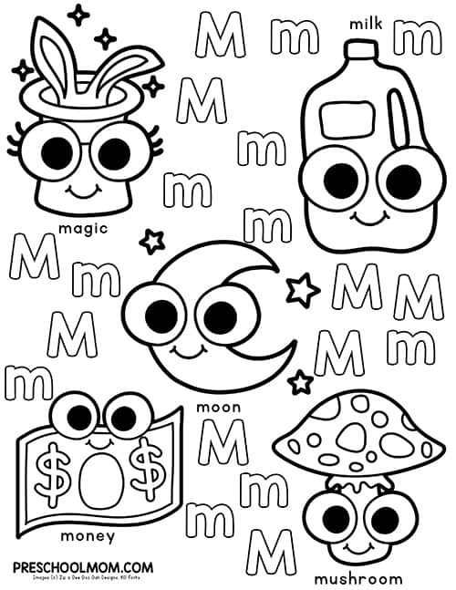 Letter m preschool printables