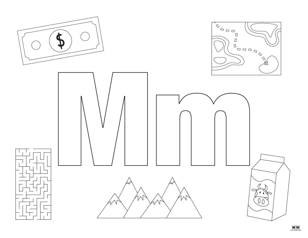 Letter m coloring pages