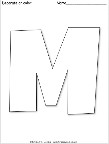 Free giant letter m worksheet