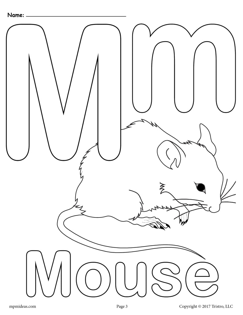 Letter m alphabet coloring pages