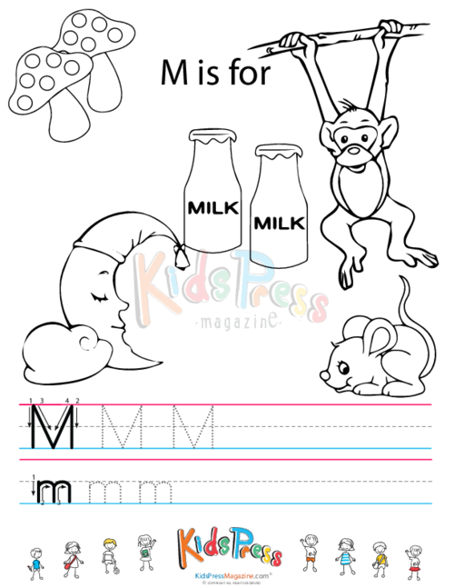 Alphabet tracing worksheet â m