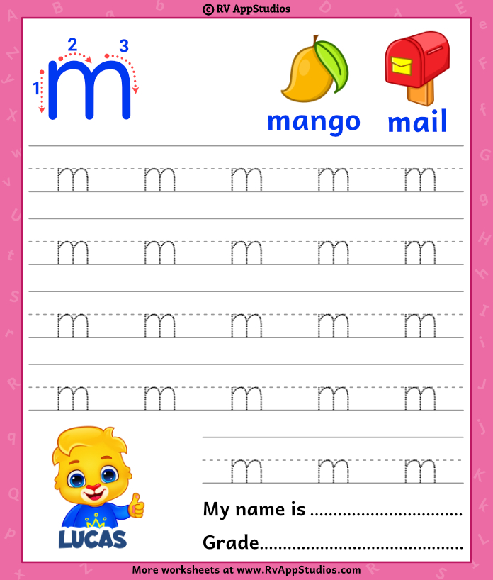 Lowercase letter m tracing worksheets trace small letter m worksheet